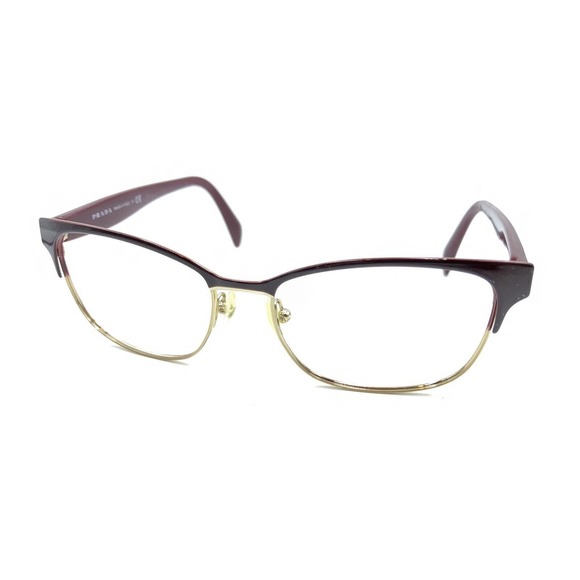 Prada VPR 65R UAN-1O1 Dark Red Gold Eyeglasses Frames 53-16 140 Italy Designer - Picture 8 of 12